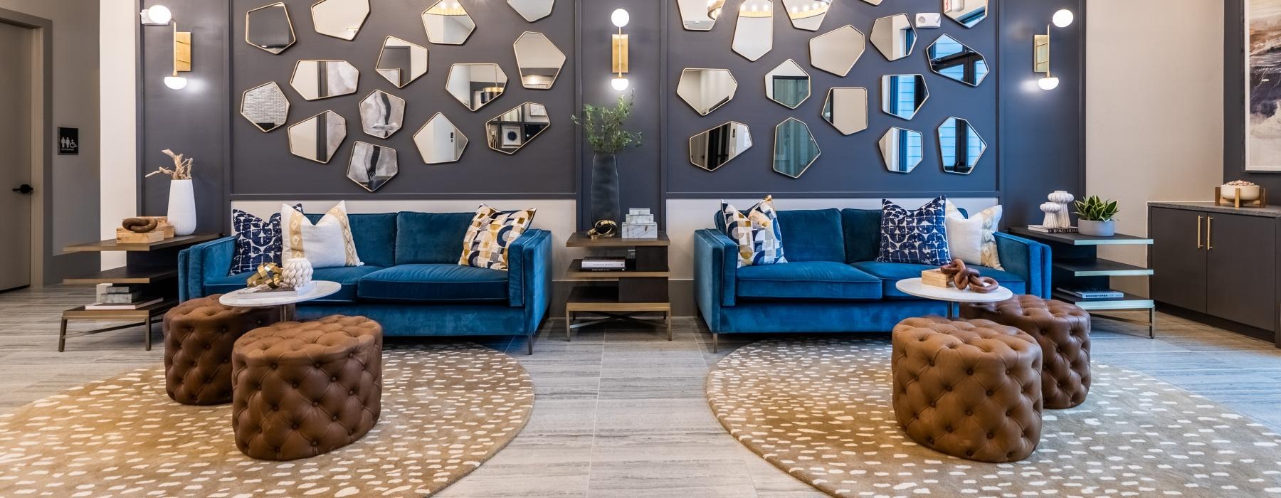 couches in bright clubhouse lobby