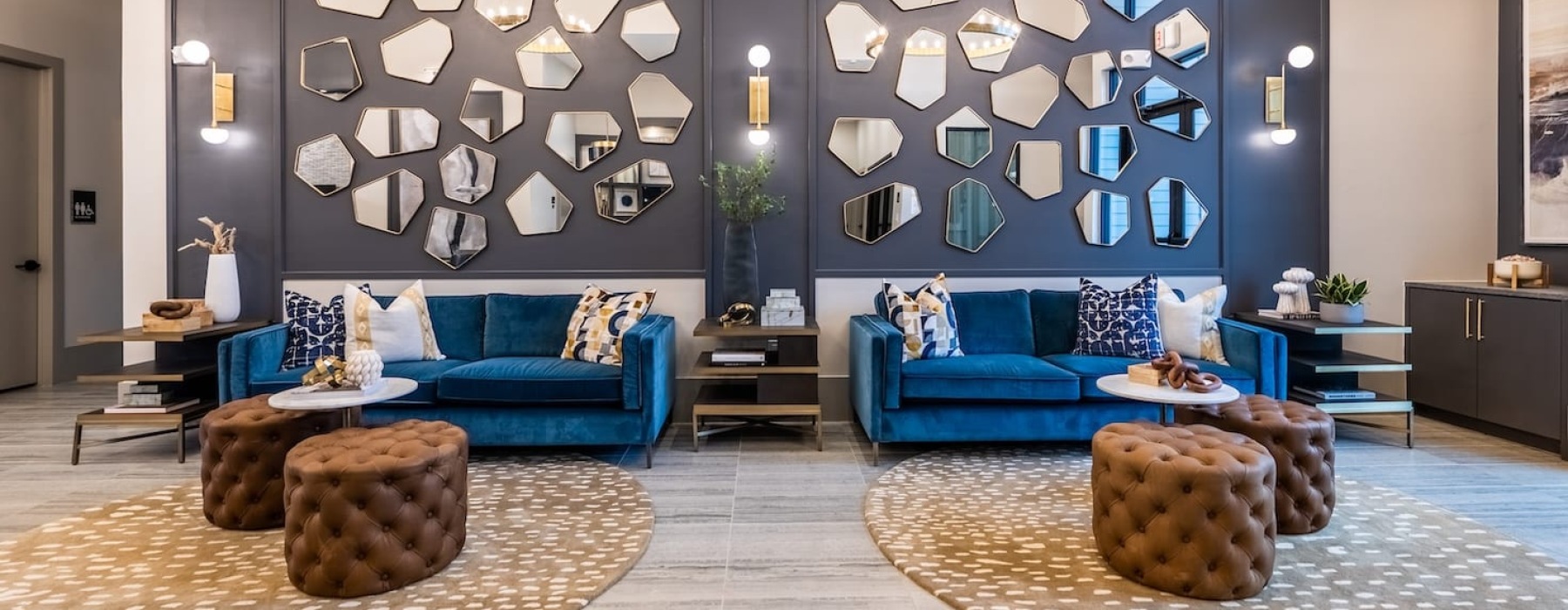 couches in bright clubhouse lobby